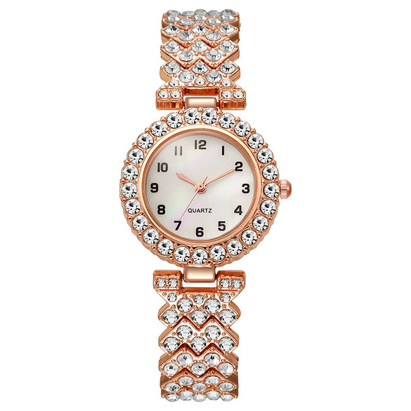Wholesale Diamond Bracelet Quartz Watch Alloy Material Round Shape Leisure Style