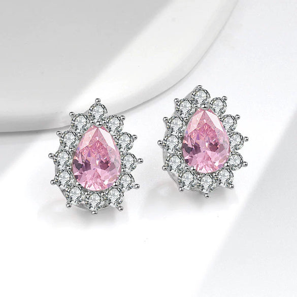 Wholesale Diamond Earrings Copper Inlaid Water Drop Pear Shaped Geometric Minimalist Electroplated