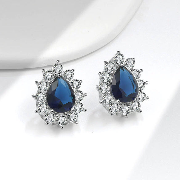 Wholesale Diamond Earrings Copper Inlaid Water Drop Pear Shaped Geometric Minimalist Electroplated