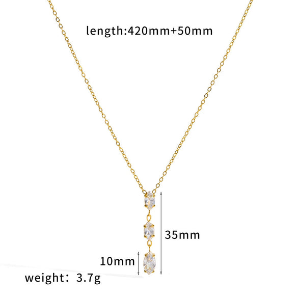 Wholesale Diamond Encrusted Stainless Steel And Titanium Steel Y Shaped O Shaped Geometric Sweater Chain Long Necklace With Pvd Furnace Vacuum Real Gold Plating For Women