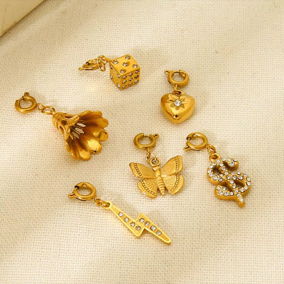 Wholesale Diamondencrusted Badminton Lightning Pattern Stainless Steel Spring Clasp Pendant With 18K Gold Plating And Inlay Diy Jewelry Accessories