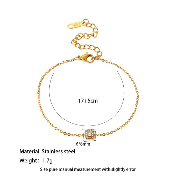 Wholesale Diamondencrusted Geometric Stainless Steel 18K Gold Plated Bracelet For Women