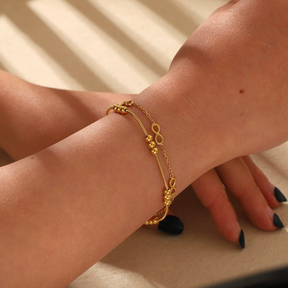 Wholesale Diamondencrusted Geometric Stainless Steel 18K Gold Plated Bracelet For Women