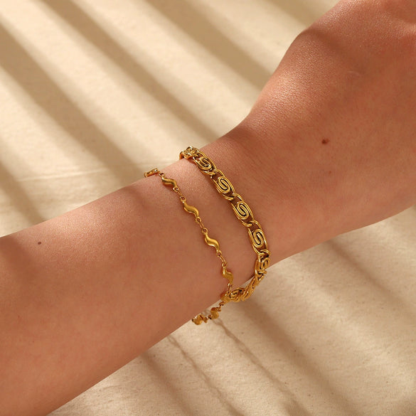 Wholesale Diamondencrusted Geometric Stainless Steel 18K Gold Plated Bracelet For Women