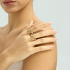 Wholesale Diamondencrusted Round Colorblocked 18K Gold Plated Geometric Stainless Steel Ring For Women