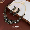 Wholesale Diecast Zirconembedded Geometric Water Drop Clavicle Necklace With Electroplating Treatment