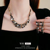 Wholesale Diecast Zirconembedded Geometric Water Drop Clavicle Necklace With Electroplating Treatment