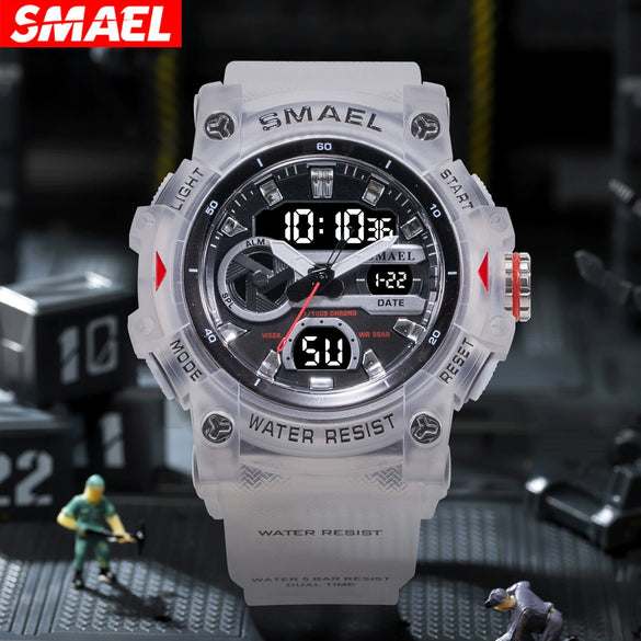 Wholesale Digital Watch Plastic Case Rubber Strap Organic Glass Mirror Round Dial Versatile Casual Sports Fashion