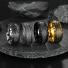 Wholesale Distressed Geometric Titanium Steel Ring With Viking Rune For Men And Women
