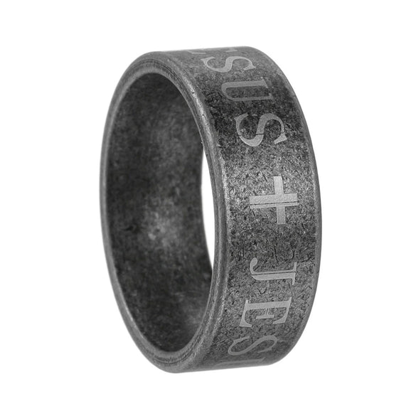 Wholesale Distressed Titanium Steel Ring With Letters Numbers Text For Unisex