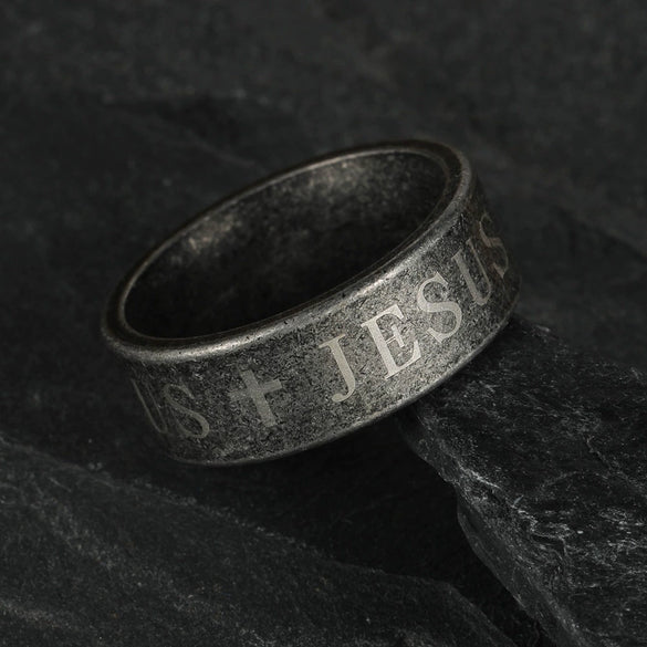Wholesale Distressed Titanium Steel Ring With Letters Numbers Text For Unisex