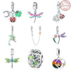 Wholesale Diy Accessories Bracelet Pendant S925 Sterling Silver Beaded Dragonfly Ladybug Dripping Oil Design