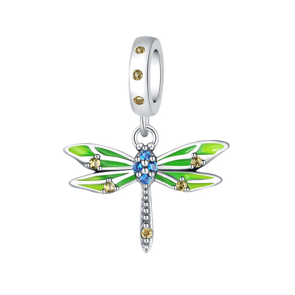 Wholesale Diy Accessories Bracelet Pendant S925 Sterling Silver Beaded Dragonfly Ladybug Dripping Oil Design