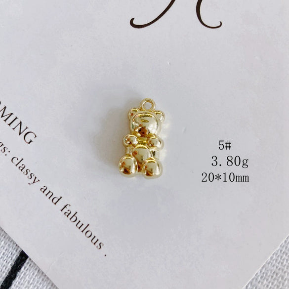 Wholesale Diy Alloy Jewelry Accessories With Electroplating Simple Bow And Bear Inlaid Small Pendant Necklace