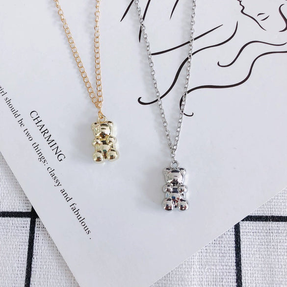 Wholesale Diy Alloy Jewelry Accessories With Electroplating Simple Bow And Bear Inlaid Small Pendant Necklace