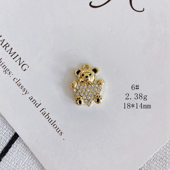 Wholesale Diy Alloy Jewelry Accessories With Electroplating Simple Bow And Bear Inlaid Small Pendant Necklace