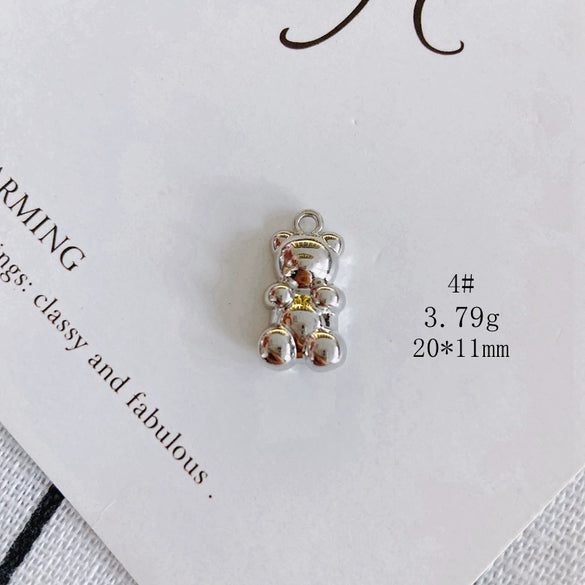 Wholesale Diy Alloy Jewelry Accessories With Electroplating Simple Bow And Bear Inlaid Small Pendant Necklace