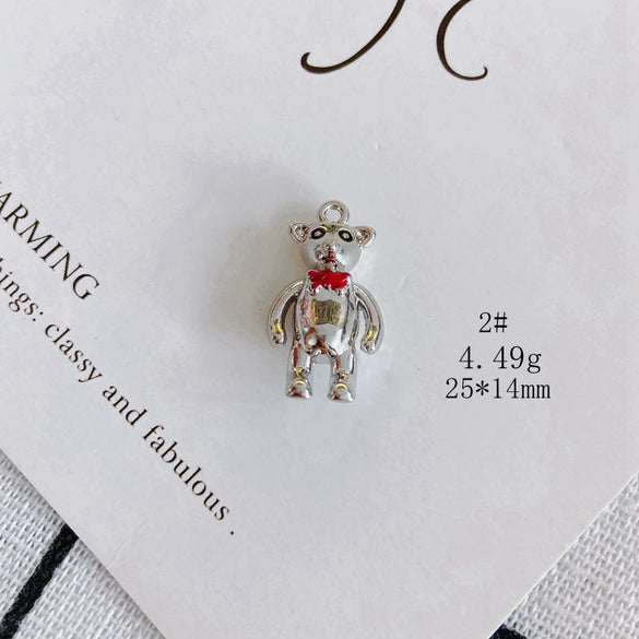 Wholesale Diy Alloy Jewelry Accessories With Electroplating Simple Bow And Bear Inlaid Small Pendant Necklace