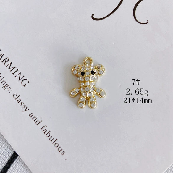 Wholesale Diy Alloy Jewelry Accessories With Electroplating Simple Bow And Bear Inlaid Small Pendant Necklace