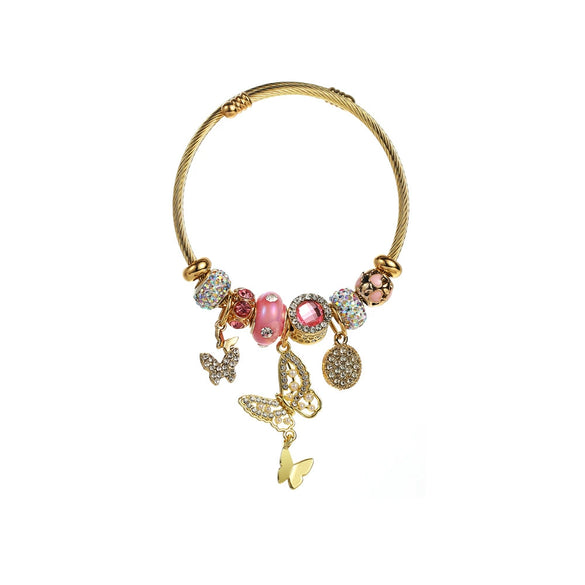 Wholesale Diy Beaded Bracelet Alloy Rhinestone Love Butterfly Pendant Fashion Animal Heart Insect Zodiac Adjustable Couple Bracelet
