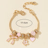 Wholesale Diy Beaded Bracelet With Pink Bow Heart And Flower Pendants Zinc Alloy Electroplated Unisex Fashion Jewelry