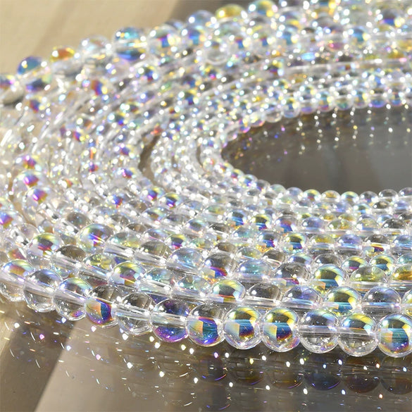Wholesale Diy Beaded Jewelry Accessories Glass Glazed Round Beads Electroplated For Bracelet Necklace