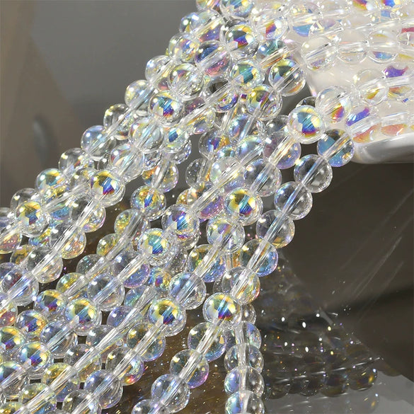 Wholesale Diy Beaded Jewelry Accessories Glass Glazed Round Beads Electroplated For Bracelet Necklace