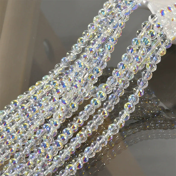 Wholesale Diy Beaded Jewelry Accessories Glass Glazed Round Beads Electroplated For Bracelet Necklace