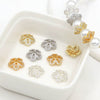 Wholesale Diy Beading Material Loose Bead Bracelet Accessories Copper Inlaid Zircon Flower Tray Electroplated 18K Gold Color Retention