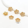 Wholesale Diy Beading Material Loose Bead Bracelet Accessories Copper Inlaid Zircon Flower Tray Electroplated 18K Gold Color Retention