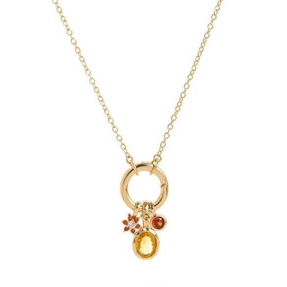Wholesale Diy Birthstone Necklace With Geometric Pendant Goldplated Copper Jewelry For Women