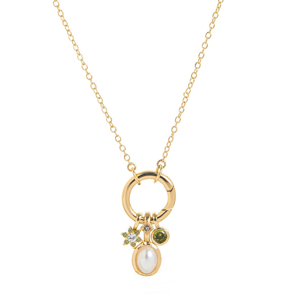 Wholesale Diy Birthstone Necklace With Geometric Pendant Goldplated Copper Jewelry For Women
