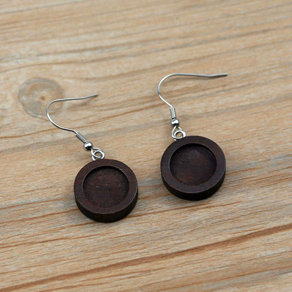 Wholesale Diy Ear Jewelry Accessories Wooden Stainless Steel Antiallergy Ear Hook Totem Geometric Electroplated