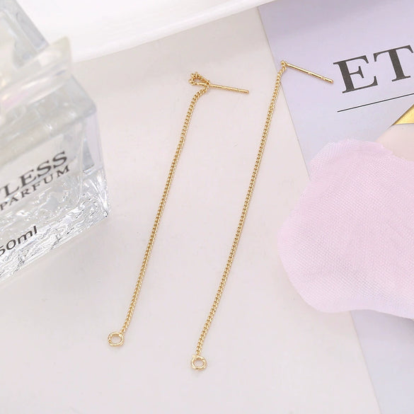 Wholesale Diy Ear Wire Accessories Copper S925 Silver Electroplated Box Chain Tassel Ear Wire Through The Heart