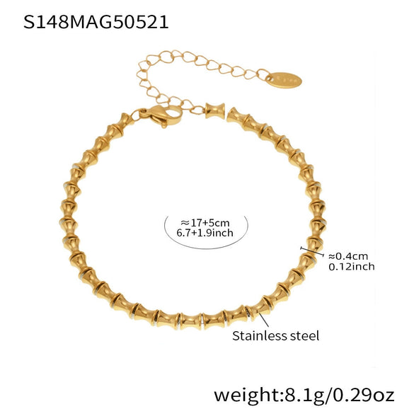 Wholesale Diy Ferris Wheel Zircon Oil Drop Geometric Stainless Steel Electroplated Bracelet And Anklet Set For Women