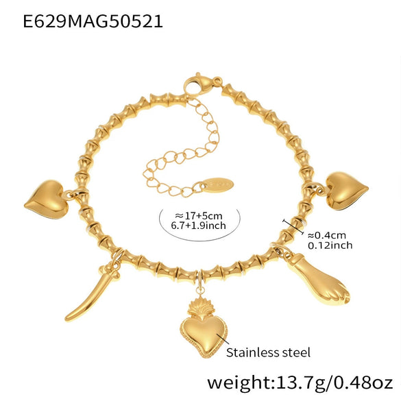 Wholesale Diy Ferris Wheel Zircon Oil Drop Geometric Stainless Steel Electroplated Bracelet And Anklet Set For Women