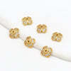 Wholesale Diy Handmade Beads Copper 14K Gold Plated Colorpreserving Microinlaid Zircon Flower Tray Flower Cap Cut Out Petal Spacer Beads Versatile Minimalist