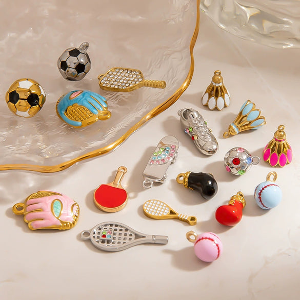 Wholesale Diy Handmade Stainless Steel Jewelry Accessories For Sporting Goods Like Basketball And Football Electroplated Necklace Keychain Pendant