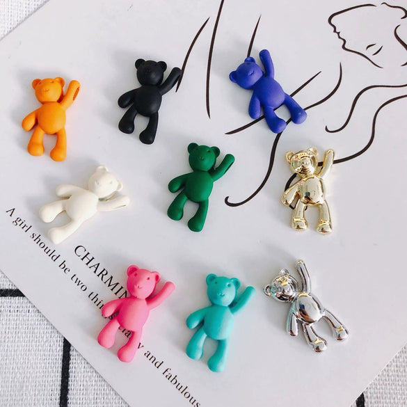 Wholesale Diy Jewelry Accessories Alloy Spray Paint Cute Cartoon Bear Pendant Jewelry Materials