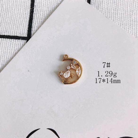 Wholesale Diy Jewelry Accessories Copper Plated Real Gold Hollow Double Hanging Small Pendant Earrings And Necklace Material Accessories