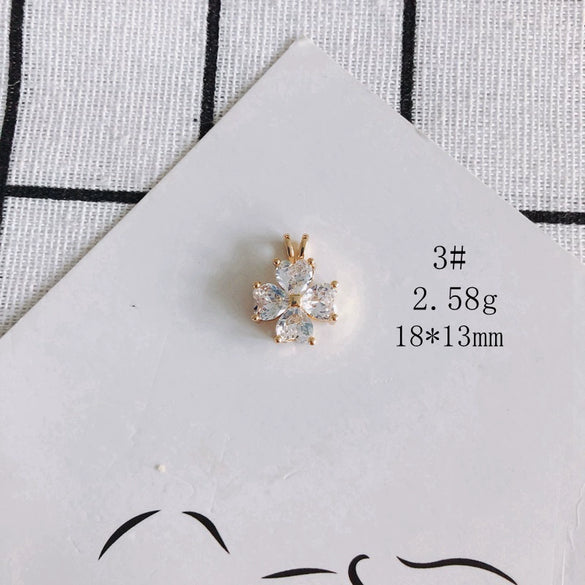 Wholesale Diy Jewelry Accessories Copper Plated Real Gold Hollow Double Hanging Small Pendant Earrings And Necklace Material Accessories