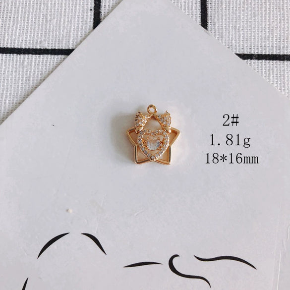 Wholesale Diy Jewelry Accessories Copper Plated Real Gold Hollow Double Hanging Small Pendant Earrings And Necklace Material Accessories