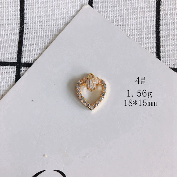 Wholesale Diy Jewelry Accessories Copper Plated Real Gold Hollow Double Hanging Small Pendant Earrings And Necklace Material Accessories