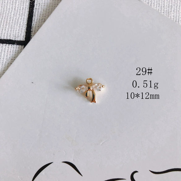 Wholesale Diy Jewelry Accessories Copper Plated Real Gold Hollow Double Hanging Small Pendant Earrings And Necklace Material Accessories