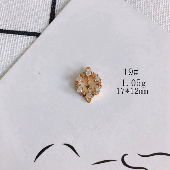 Wholesale Diy Jewelry Accessories Copper Plated Real Gold Hollow Double Hanging Small Pendant Earrings And Necklace Material Accessories