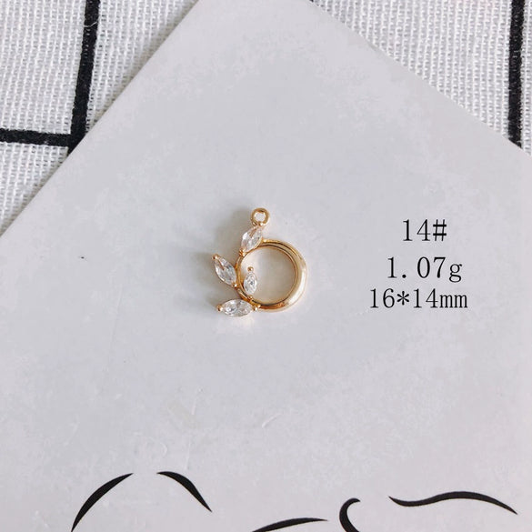 Wholesale Diy Jewelry Accessories Copper Plated Real Gold Hollow Double Hanging Small Pendant Earrings And Necklace Material Accessories