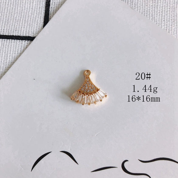 Wholesale Diy Jewelry Accessories Copper Plated Real Gold Hollow Double Hanging Small Pendant Earrings And Necklace Material Accessories