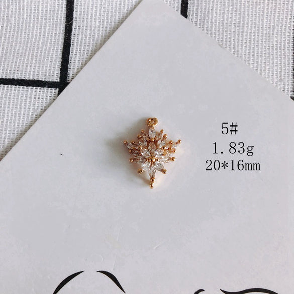 Wholesale Diy Jewelry Accessories Copper Plated Real Gold Hollow Double Hanging Small Pendant Earrings And Necklace Material Accessories