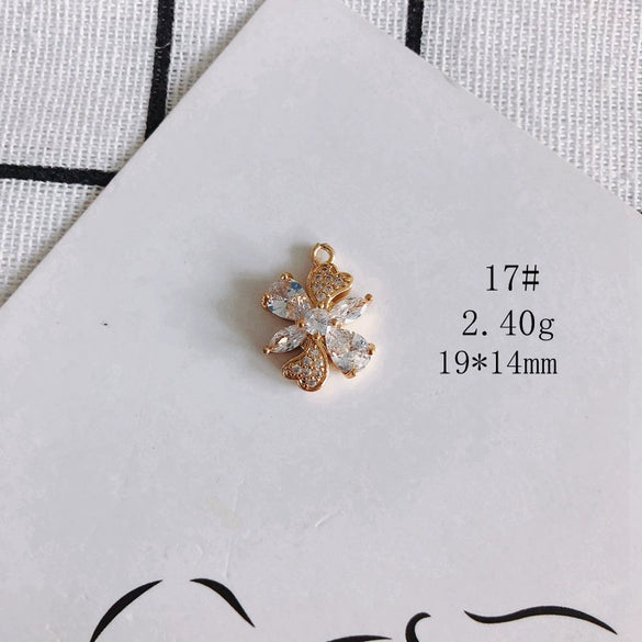 Wholesale Diy Jewelry Accessories Copper Plated Real Gold Hollow Double Hanging Small Pendant Earrings And Necklace Material Accessories