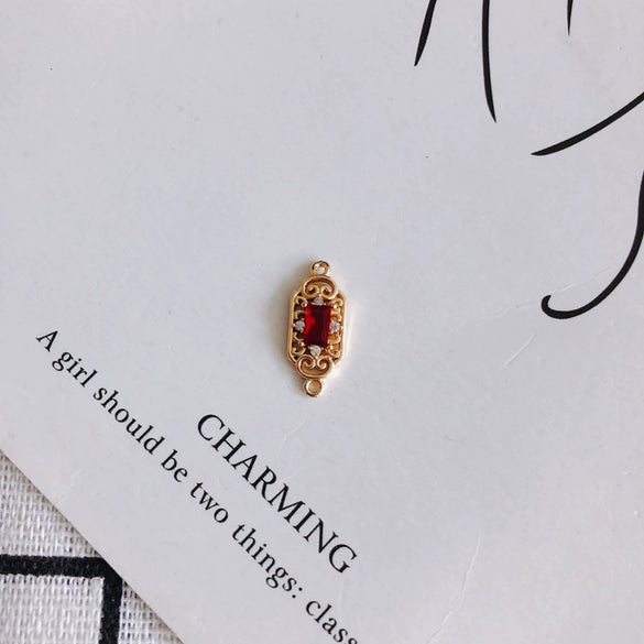 Wholesale Diy Jewelry Accessories Copper Zircon Inlaid Rectangular Hollow Pendant